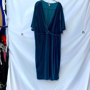 Green blue velvet Aline dress